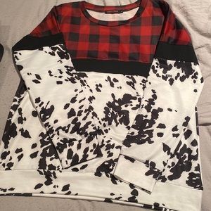 Plaid and Cow print top